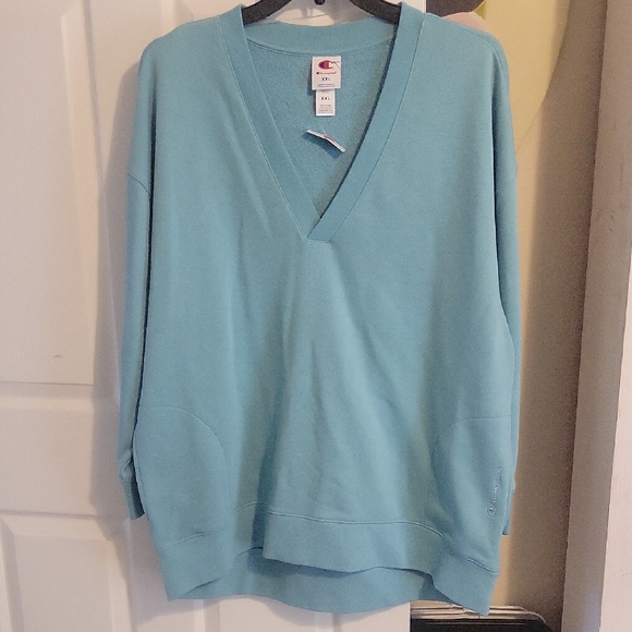 Champion Tops - Champion SzXXL Women's Light Teal V-Neck Pullover Sweatshirt NWT